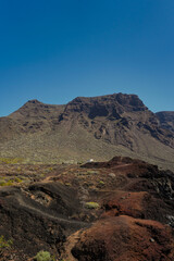 Coastal area of ​​the Teno Rural Park. Tenerife. Canary Islands. Immense cliffs descend abruptly towards the sea.