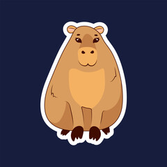 Sticker Cute capybara standing on a dark background