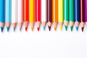 Color pencils isolated on a white background, close up