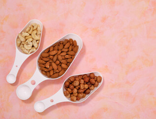 Organic healthy product. Good nutrition, top view, copy space for text.