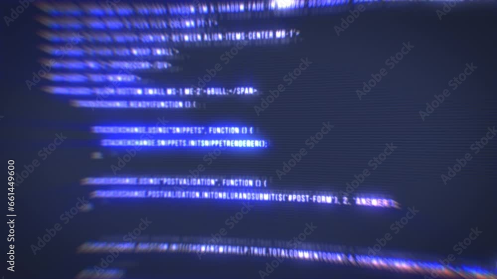 Fototapete the process of writing a digital code by a programmer in a programming language, glowing letters and