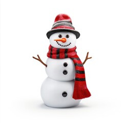 Snowman isolated on white background.
