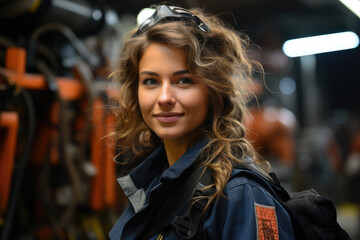 Fototapeta premium Generative ai illustration of Industry maintenance engineer woman on site