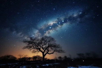 Fotobehang starry midnight sky. Generative AI © Nyla