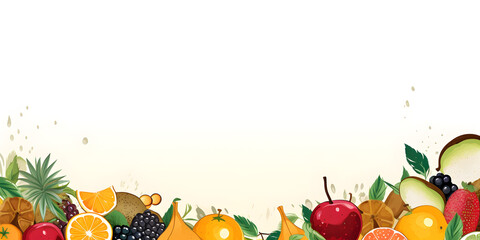 Obraz na płótnie Canvas Fruits border poster background with copy space