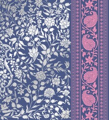 wedding card design, traditional paisley floral pattern , royal India	