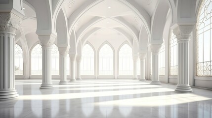 beautiful mosque room architecture in white gray tone
