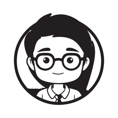 Obraz premium Black and white geek boy drawings on a white background
