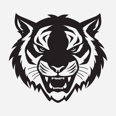 Black and white tiger face drawings on a white background