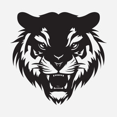 Black and white tiger face drawings on a white background