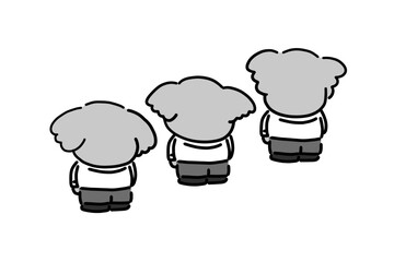 後ろ向きで立つコアラの手書き風ビジネスマンセット