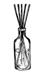 Home incense, aroma sticks. Aromatherapy. Vector illustration. Outline aroma diffuser vector icon for web design isolated on white background.