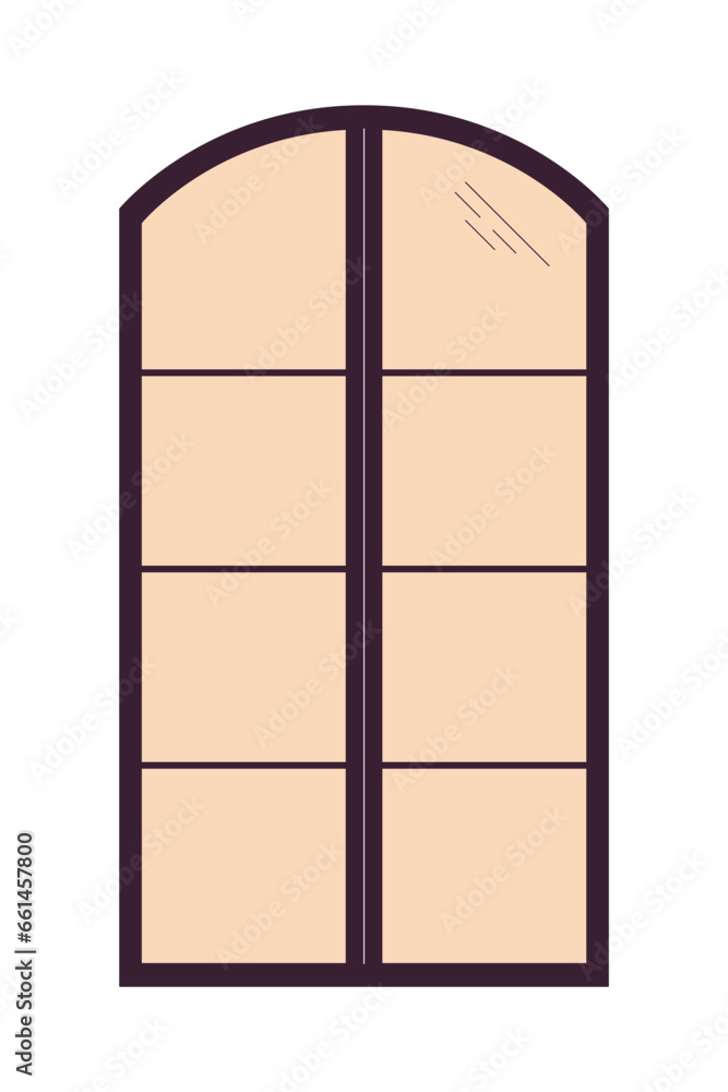 Poster 8 pane window frame 2d linear cartoon object. contemporary structure isolated line vector item white