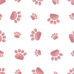 Cats seamless pattern. Cute cats faces and paws. Different cat breeds. High resolution, 300dpi