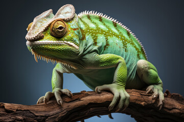 Obraz premium Beautiful of chameleon portrait on a branch