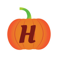 Halloween pumpkin vector icon. Flat icon design. Alphabets H halloween pumpkin transparent background.