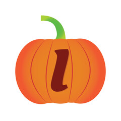 Halloween pumpkin vector icon. Flat icon design. Alphabets I halloween pumpkin transparent background.