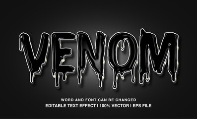 Venom editable text effect template, liquid black slime 3d bold cartoon text style - obrazy, fototapety, plakaty