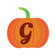 Halloween pumpkin vector icon. Flat icon design. Alphabets G halloween pumpkin transparent background.