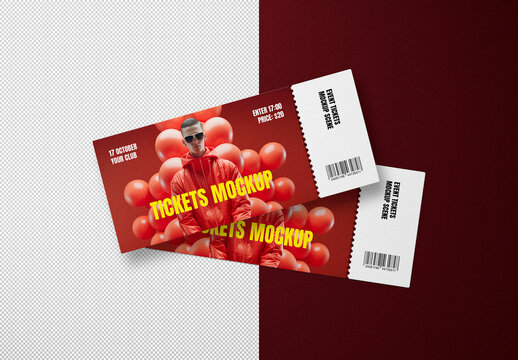 Concert Event Tickets Flyers Coupon Mockup With Generative AI Preview