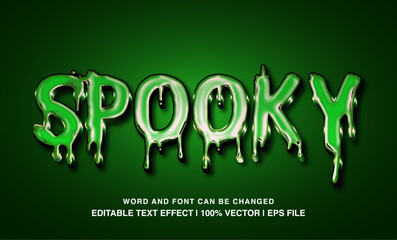Spooky editable text effect template, liquid green slime 3d bold cartoon text style