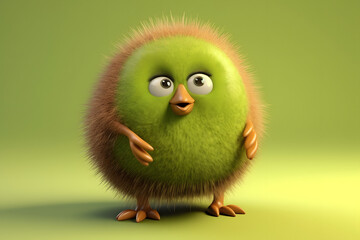 Kiwi With Cute Face 3d rendering