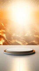 Abstract luxury background product display podium with golden and light effects Generative AI Illustration