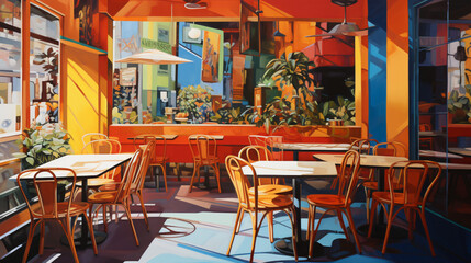 Fototapeta na wymiar A painting of a restaurant