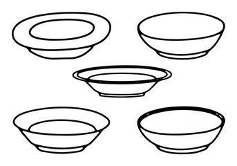 Sketch image of kitchen plate. Doodles of dishes, crockery, utensils, dinnerware, kitchenware
