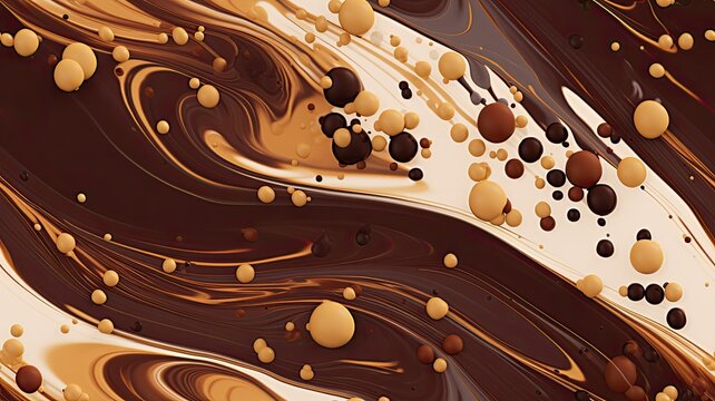 coffee and chocolate splashes into an inviting seamless pattern on a brown background. The image radiate warmth and comfort.