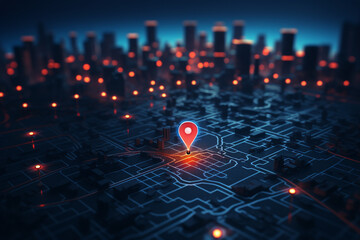 flat map pin, network and connection concept