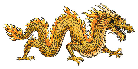 Obraz premium Chinese snake monster logotype colorful