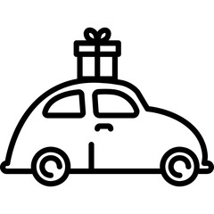 Retro Car with Gift Box Icon