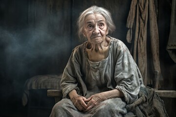 Obraz premium Gifted Actor old woman in small theater. Comedian role. Generate Ai