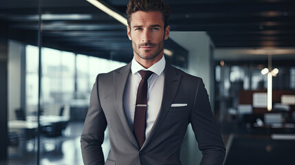Fototapeta premium Professional Businessman in Modern Office Setting Created with Generative AI 