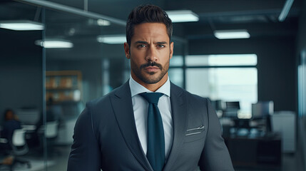 Obraz premium Professional Businessman in Modern Office Setting Created with Generative AI 