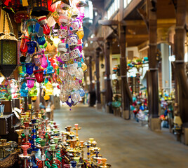 collection of typical Tuskish Lanterns on sale at the market