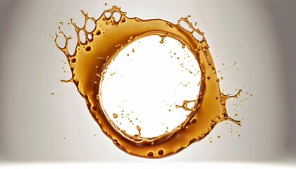 Oil splashing in circle shape isolated on white background