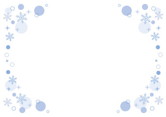 雪の結晶　フレーム  青　シンプル　水玉