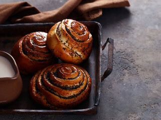 roll bun with poppy seeds for dessert