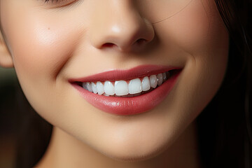 White healthy teeth and a woman's smile, close up