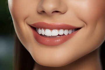 White, smooth, healthy teeth and a woman's smile, closeup
