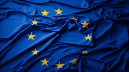 European Union flag. EU Flag. Blue with yellow stars. - obrazy, fototapety, plakaty