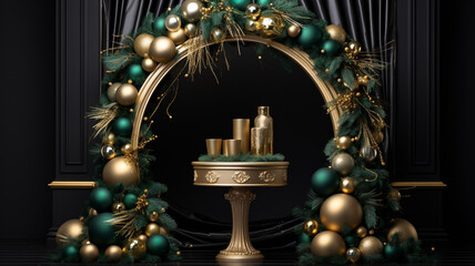 Fototapeta premium 3d luxury podium christmas decoration and space for your luxury product. Christmas background concept. Generative AI.