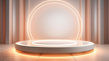 product display background with light frame. 3d podium for your product. Generative AI