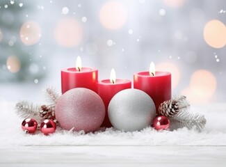 christmas candle and holly