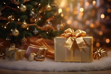 Naklejka na ściany i meble christmas tree and gifts