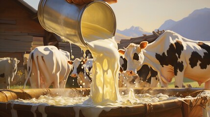 milk pouring into the big pot generated by AI