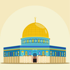 Obraz premium Dome of the Rock in Al-Aqsa mosque Jerusalem, Palestine. vector illustration