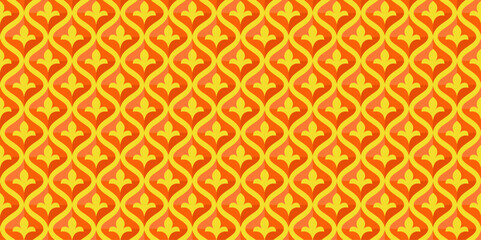 Orange 3D Geometri on a seamless ogee pattern vector suitable for decoration, wallpaper, flooring, Halloween, bedspreads and fabrics